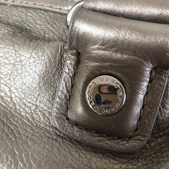 Marc by Marc Jacobs bag silvery grey leather top handle shoe box Turn key clasp - Picture 8 of 16